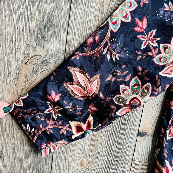 Vintage Victoria’s Secret pajama top Jacket vintage floral silk blue S - Picture 8 of 11